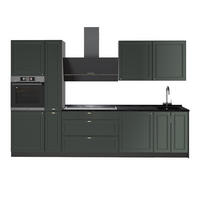 KÜCHENZEILE Fame-Line, Grün-Gold Landhaus/Anthrazit, 310 cm ohne Arbeitsplatte - Anthrazit/Grün, Holzwerkstoff (310/206.8/51.6cm) - Vicco