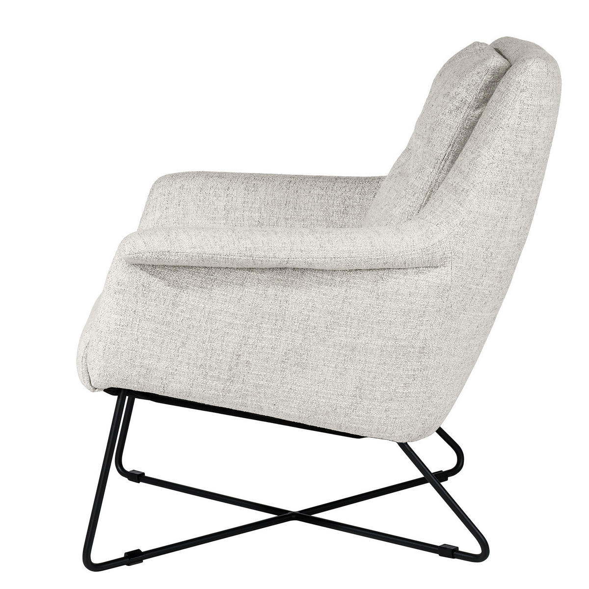 SESSEL - Hellgrau/Schwarz, Textil/Metall (82/88/84cm) - home24