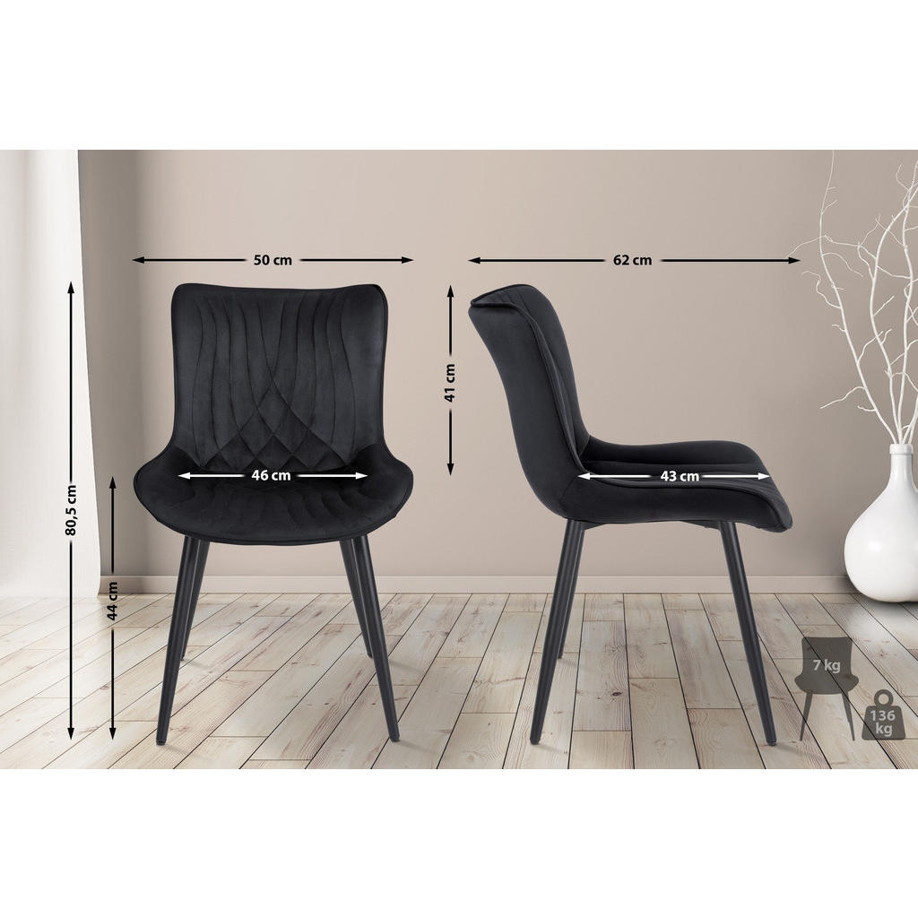 Thumbnail - CLP Stuhl, Schwarz, Textil, 50x80.5x62 cm, Esszimmer, Stühle, Esszimmerstühle, Vierfußstühle