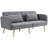 3-SITZER Schlafsofa, 2-Sitzer Klappbett mit Bettfunktion, 2 Wurfkissen Grau - Naturfarben/Grau, Holz/Textil (83/80/170cm) - HOMCOM