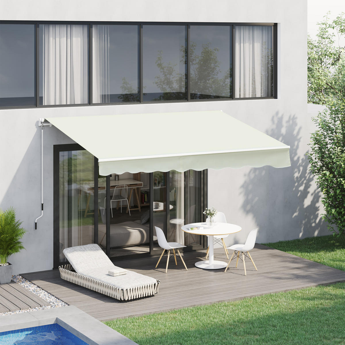 MARKISE DE-13901 mit Kurbel, manuell 295 / 245 cm, Winkel 45°-85° Creme - Creme, Metall (245/1/295cm) - ComfortXL