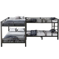 ETAGENBETT Schwarz 90/200 cm und 140/200 cm mit dreistufiger Leiter - Schwarz, Metall (140/200cm) - MIVRAY