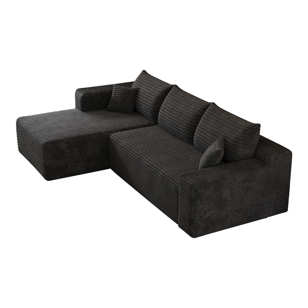ECKSOFA 241/151/84 cm Schwarz Cord, Linke Seite - Schwarz, Textil (241/151cm) - Oxeza