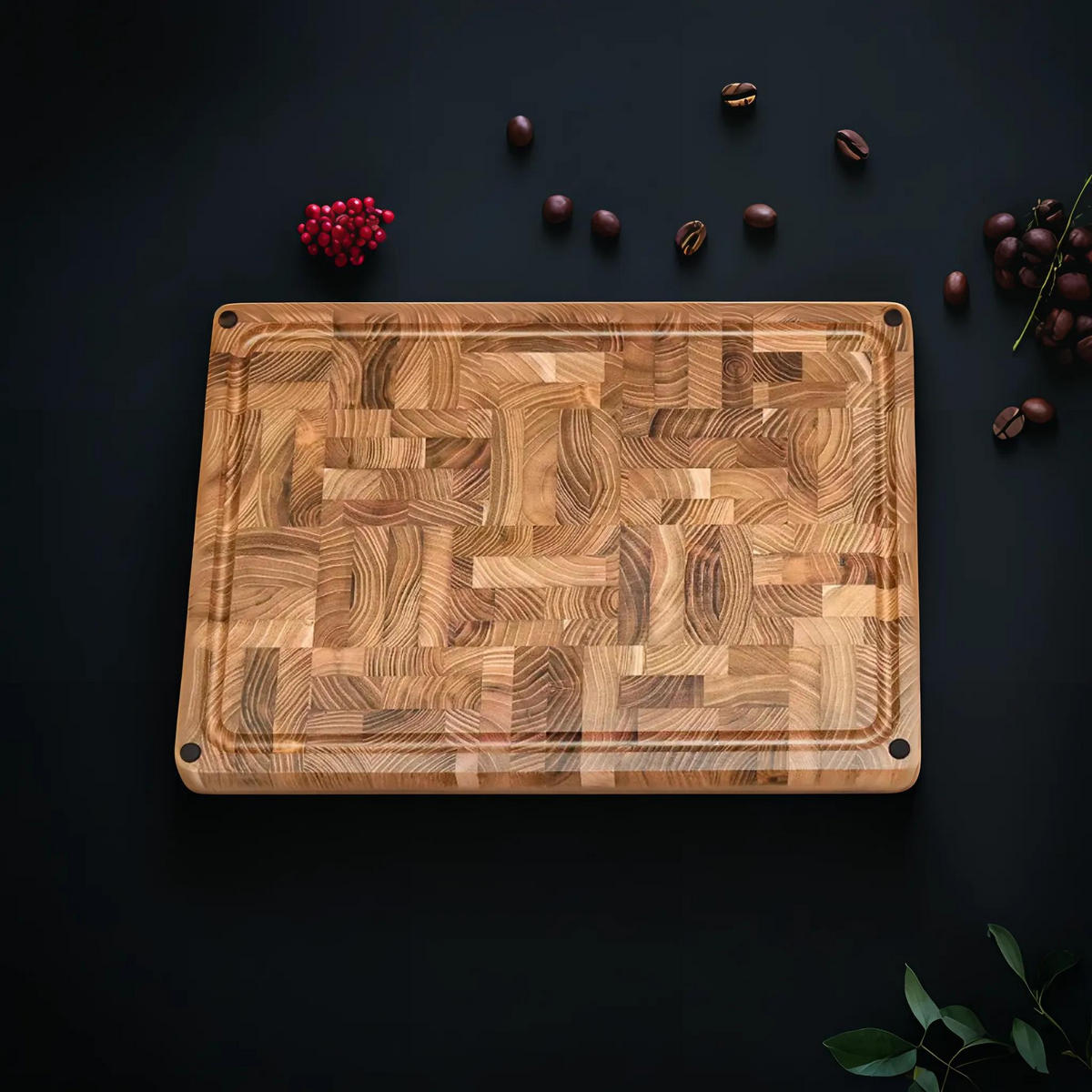 STIRNHOLZ-SCHNEIDEBRETT 43 cm - Teakfarben, Holz (43/30.5cm) - Zayiko