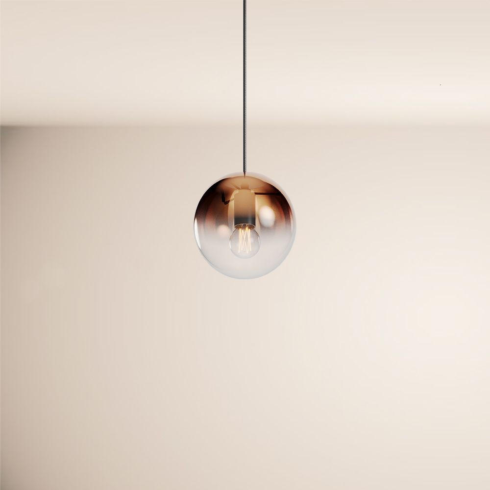 HÄNGELAMPE Orb 1.5m Abhängung Kupfer Verlauf/Schwarz Ø 20cm - Kupferfarben, Glas (20/20/20cm) - s.luce