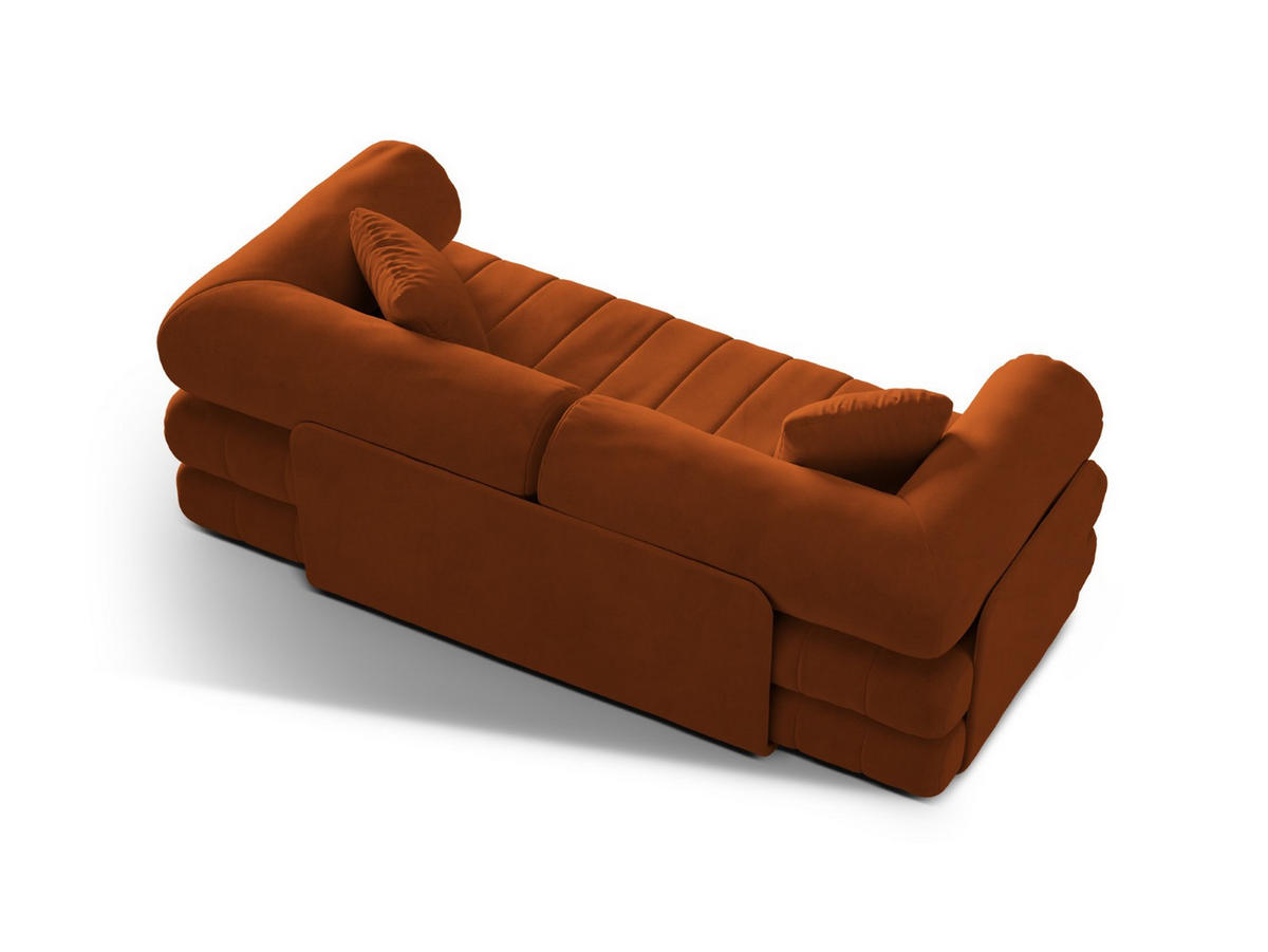 AUSKLAPPBARES-SOFA Kemi aus Samt terrakotta 3 Sitzplätze - Terracotta, Textil (95/70/206cm) - Cosmopolitan Design
