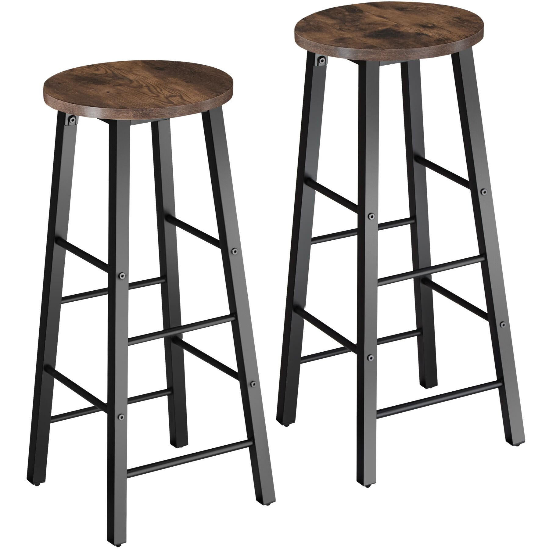 BARHOCKER 2er Set Keynes,Sitzhöhe 72,5 cm,Industrial Holz dunkel - Rostfarben, Holzwerkstoff (31/72.5/31cm) - tectake