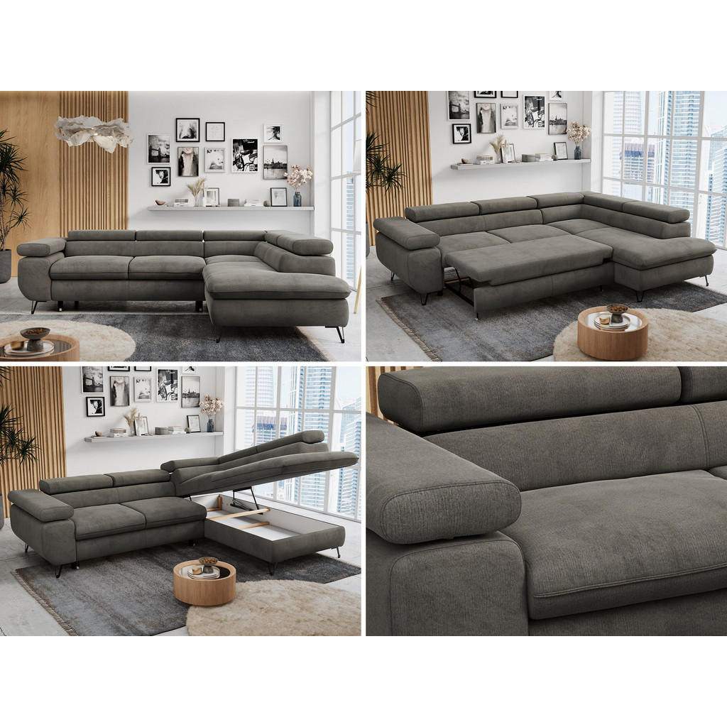 Thumbnail - MKS Ecksofa, Dunkelgrau, Textil, 3-Sitzer, L-Form,L-Form, 273x208 cm, Oeko-Tex®, Wohnzimmer, Sofas & Couches, Wohnlandsc...