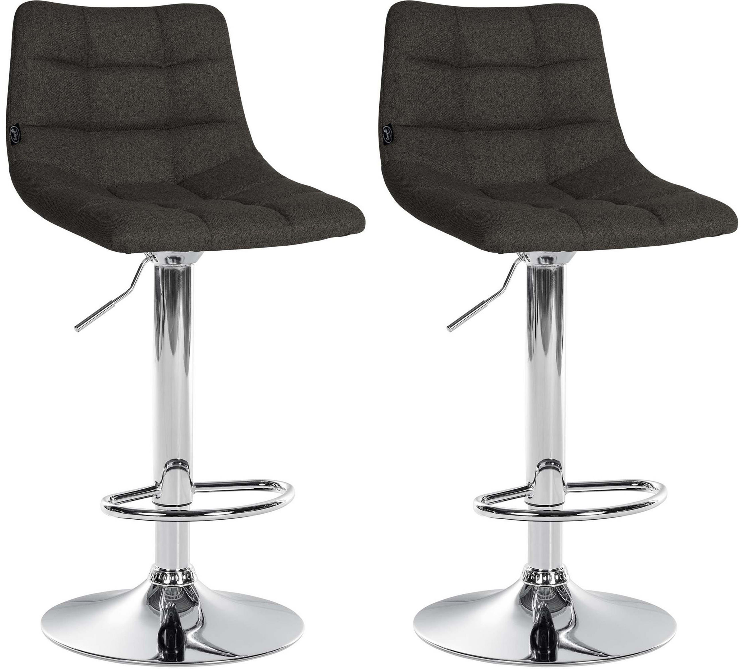 BARHOCKER 2er Set James Stoff chrom dunkelgrau - Chromfarben/Grau, Textil/Metall (43/108.5/46.5cm) - TPFLiving