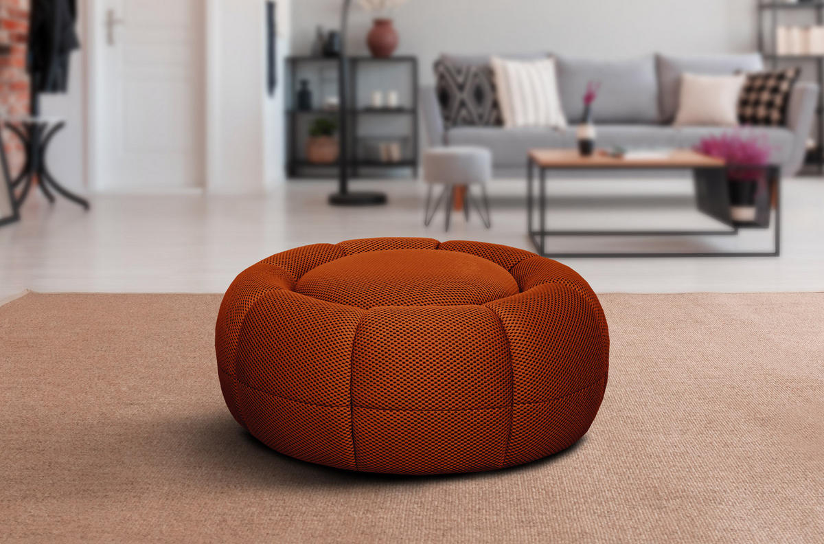 SESSEL UND POUF FIGO UND FAGO, dunkelorange - Dunkelorange, Holzwerkstoff/Textil (104/83/104cm) - Courtois Laville