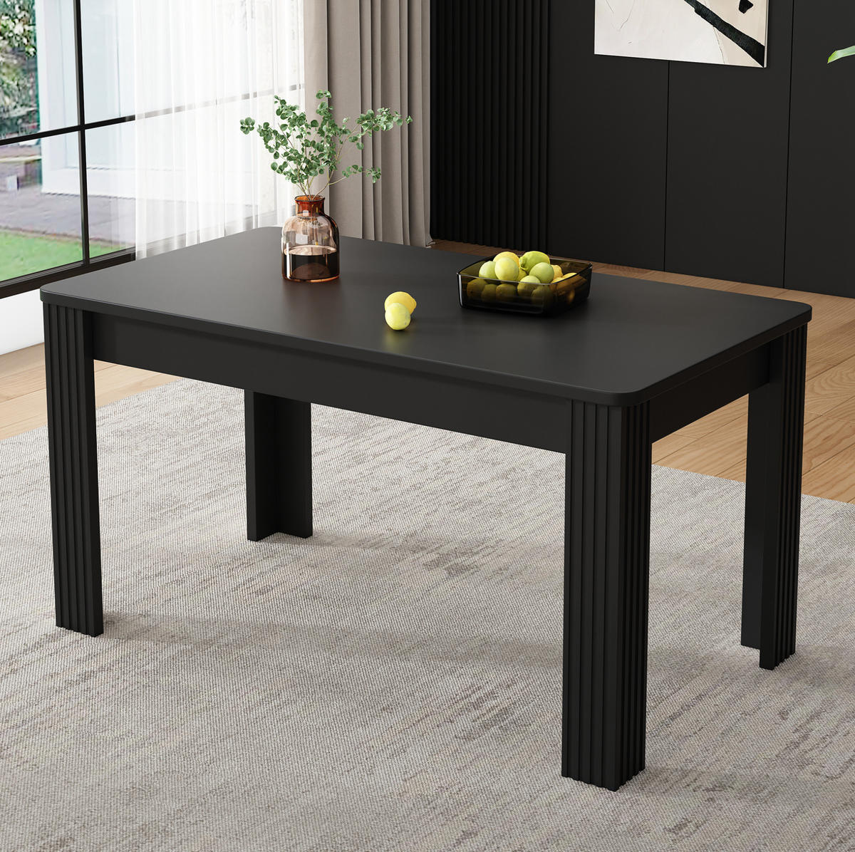 ESSTISCH aus Spanplatte, rechteckig, 130 kg belastbar, 116/65/75 cm, Schwarz - Schwarz, Holzwerkstoff (116/65/75cm) - Redom