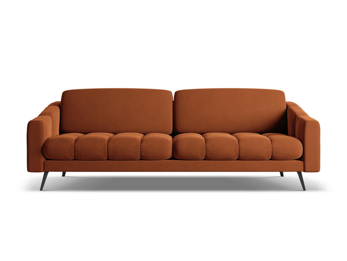 4-SITZER-SOFA Samt Stoff Orange - Terracotta/Schwarz, Textil/Metall (238/80/95cm) - Makamii