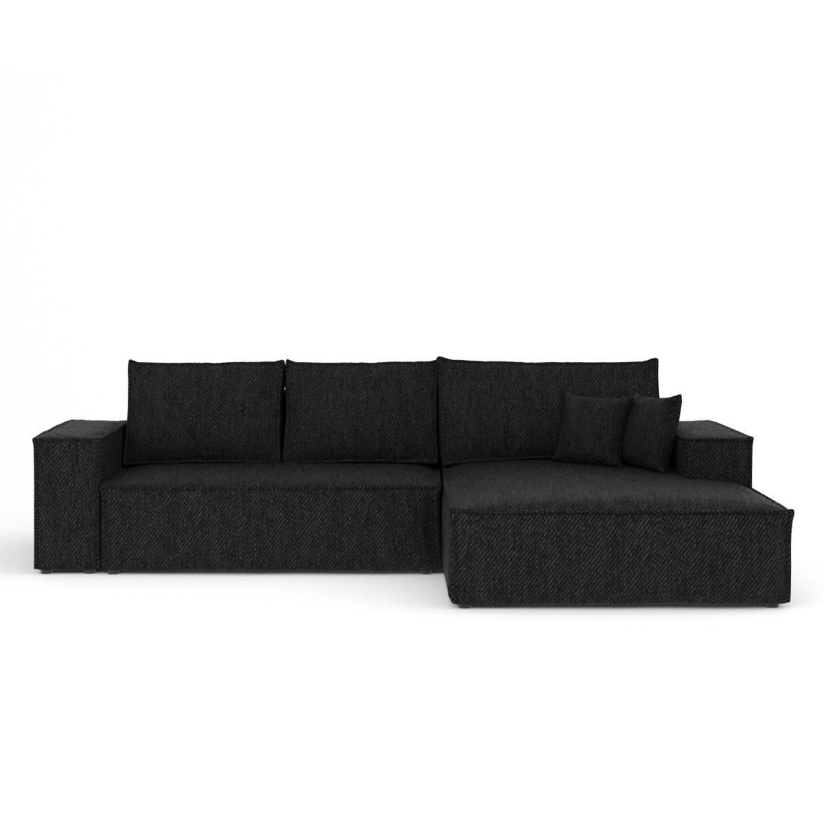 ECKSOFA TAURI mit Schlaffunktion Schwarz im Neve Stoff - Schwarz, Holz/Holzwerkstoff (294/185cm) - AltaBeds