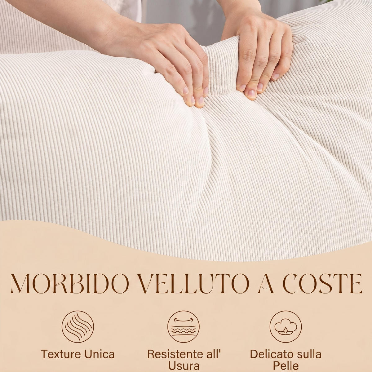 SCHAUKELSTUHL Cord Fußstütze verstellbare Rückenlehne cremefarben - Creme, Textil (89/97.5/70cm) - Vallsero