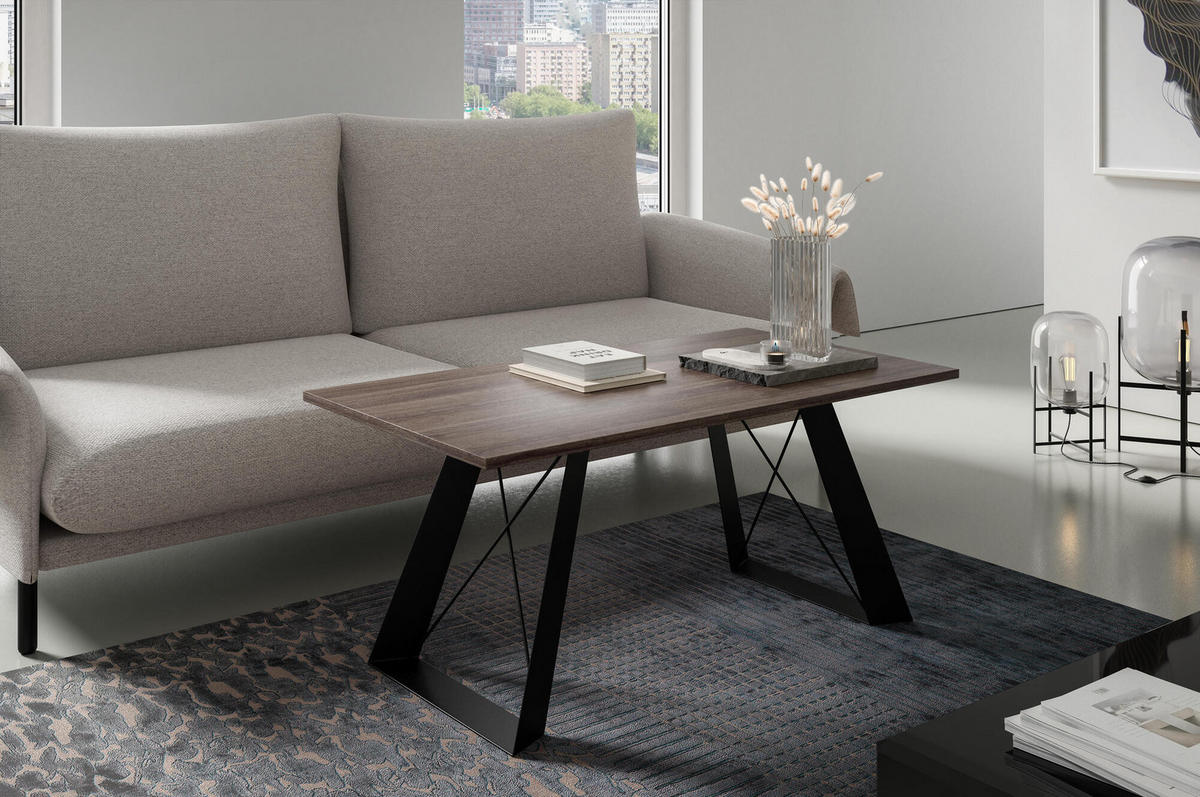 COUCHTISCH SATIS Braun, Schwarz 60x120x50 cm - Schwarz/Braun, Holzwerkstoff (120/60/50cm) - FURNLUX