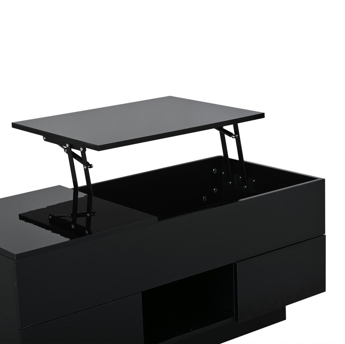 COUCHTISCH aus Spanplatte 100x45x43 cm in Schwarz mit LED & Höhenverstellung - Schwarz, Holzwerkstoff (100/45/43cm) - Modfu