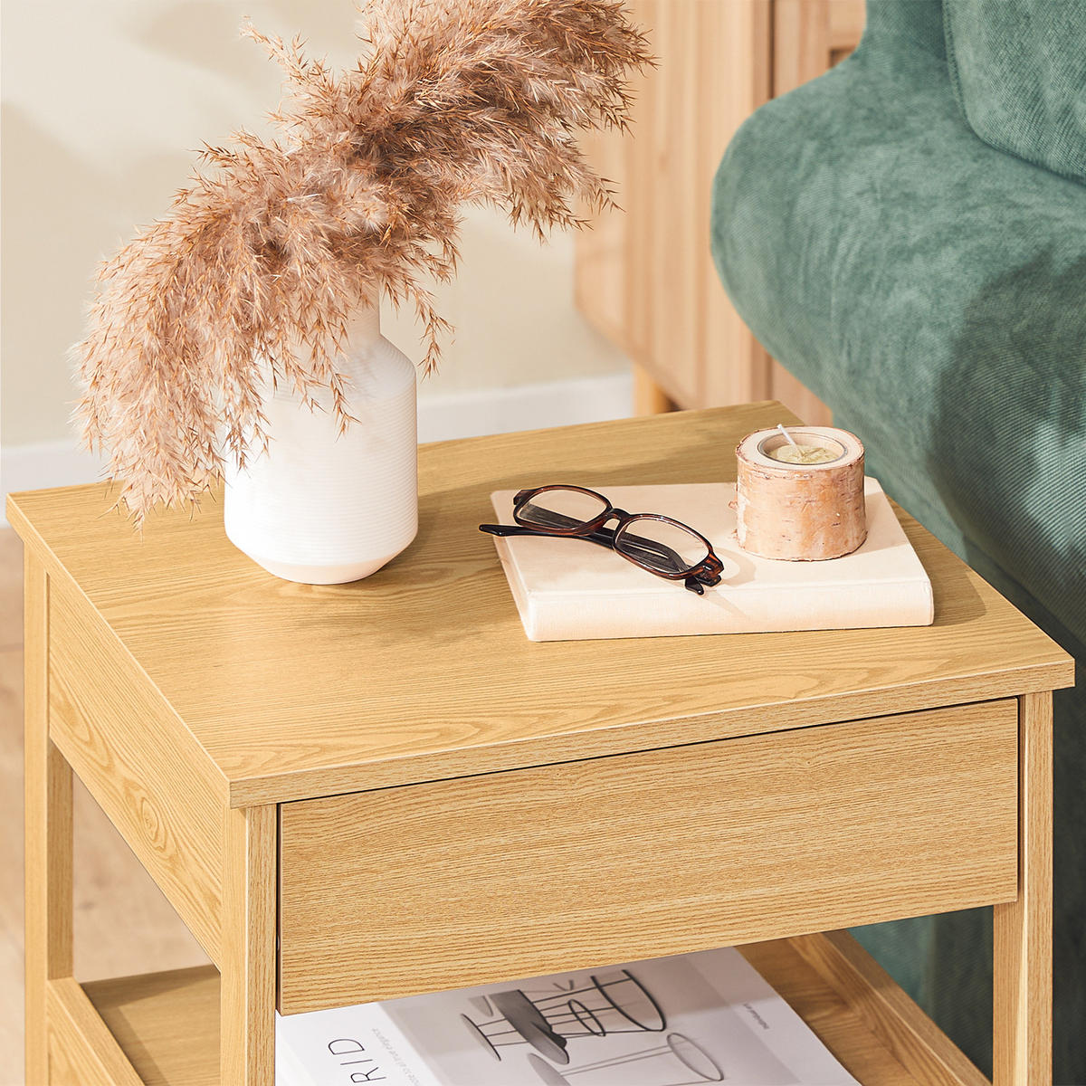 NACHTTISCH Natur - Naturfarben, Holzwerkstoff (45/55/37cm) - SoBuy