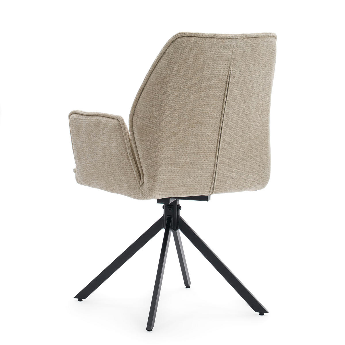 STUHL MERANO drehbar gepolsterter mit Steppung - hellbeige - Chenille - Ecru/Schwarz, Textil/Metall (58/90/61cm) - NEW HOME