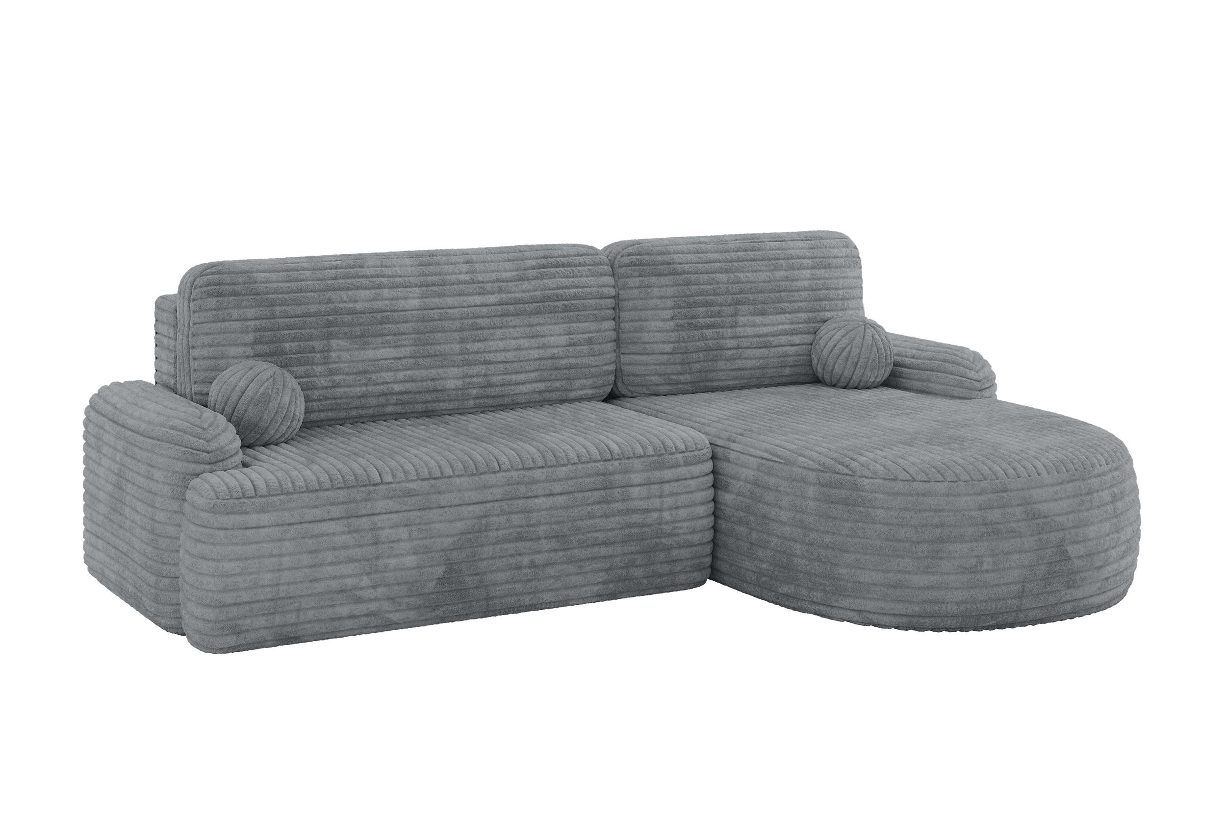 ECKSOFA mit Schlaffunktion und Bettkasten LIRA-L - 264x172x89 Dunkelgrau - Dunkelgrau, Holzwerkstoff/Textil (172/264cm) - ALTDECOR