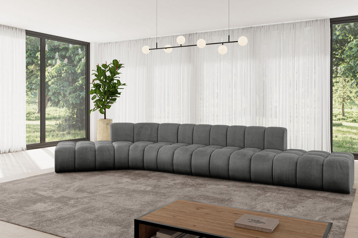 ECKSOFA modulares Sofa Solven-L2 - 471x174x70 cm Dunkelgrau - Dunkelgrau, Holzwerkstoff/Textil (471/174cm) - ALTDECOR