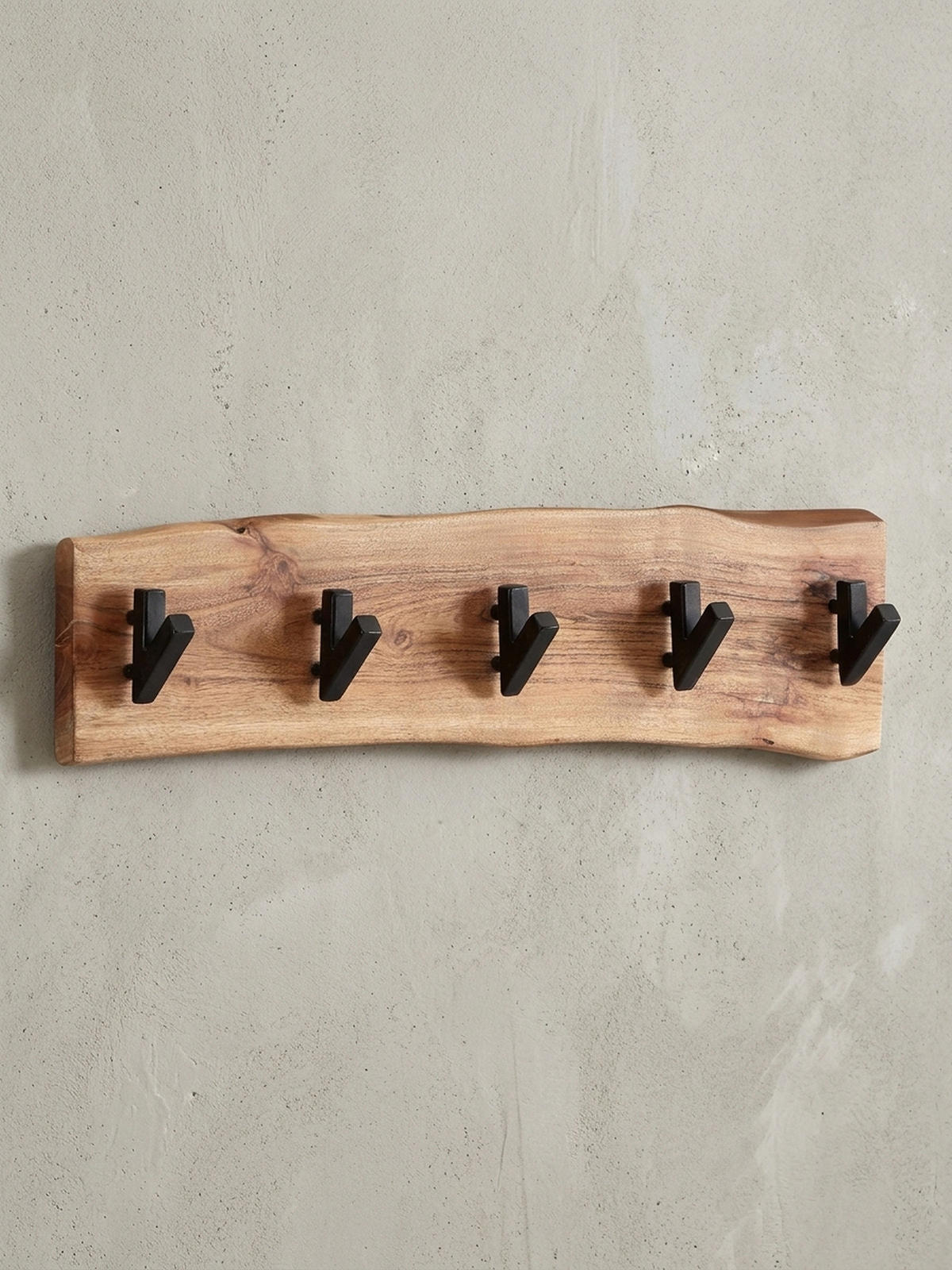 WANDGARDEROBE Akazie Massivholz Metall Modern 60x17x9 cm mit Naturkante - Beige, Holz (60/17/9cm) - KADIMA DESIGN