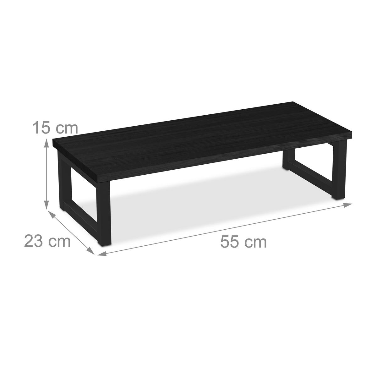 MONITORSTÄNDER Schwarz MDF Eisen 15x55x23 cm - Schwarz, Holzwerkstoff/Metall (23/55/15cm) - Relaxdays