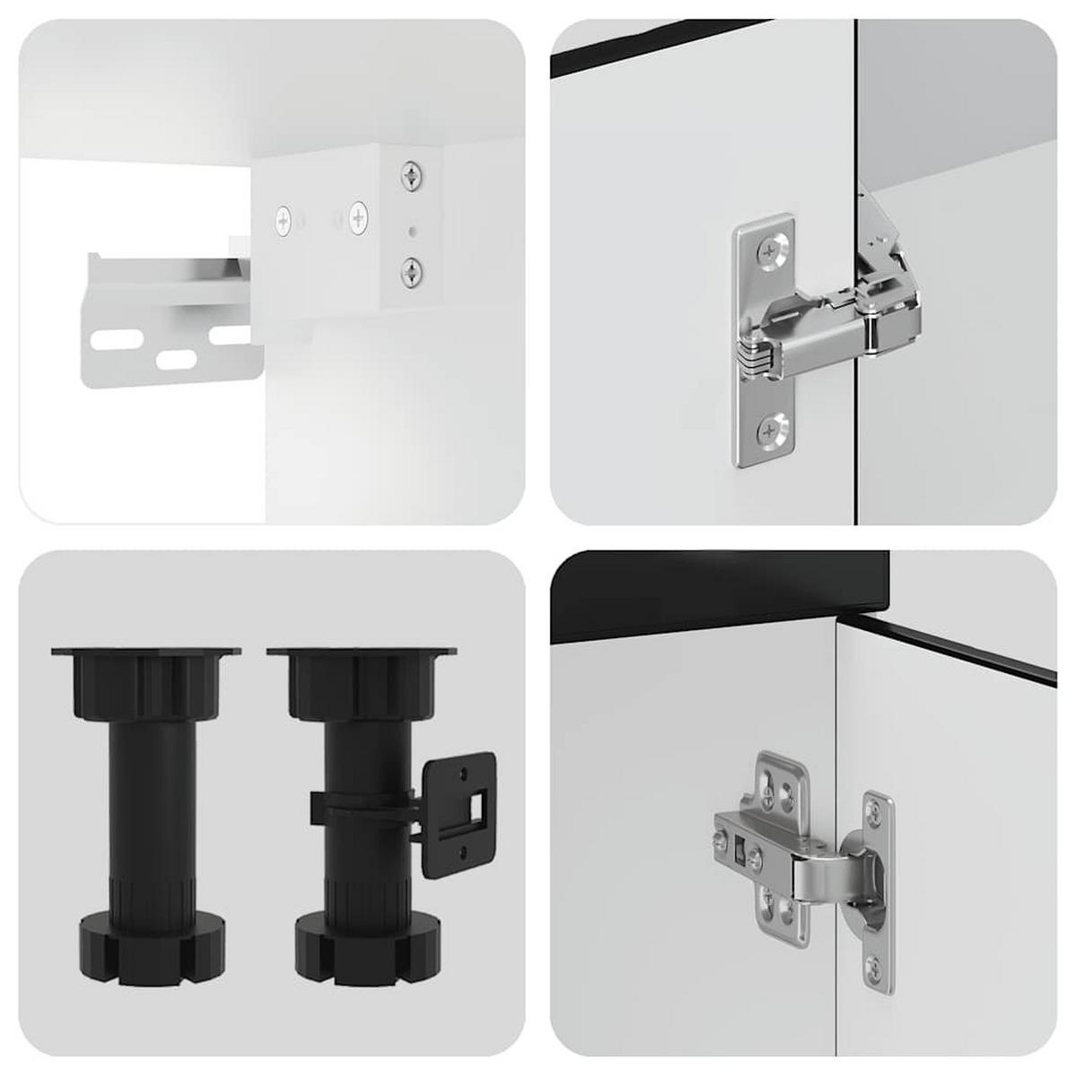 KÜCHENLEERBLOCK KALMAR 305 cm, aus Holzwerkstoff und Glas, in Schwarz - Schwarz, Holz (57/207/305cm) - vidaXL