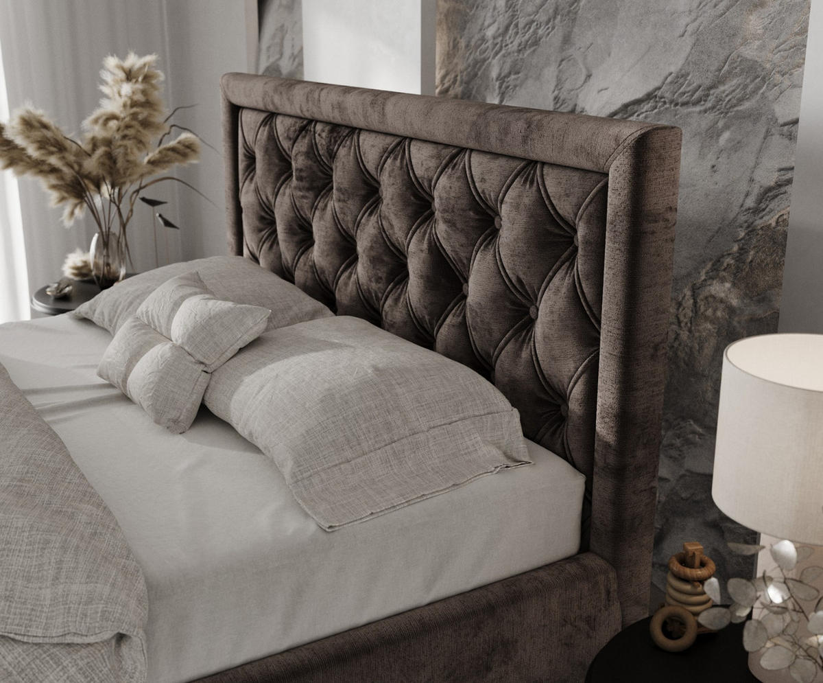 POLSTERBETT Lido 120/200 cm Braun im Lotta Stoff - Naturfarben/Braun, Holz/Holzwerkstoff (120/200cm) - AltaBeds