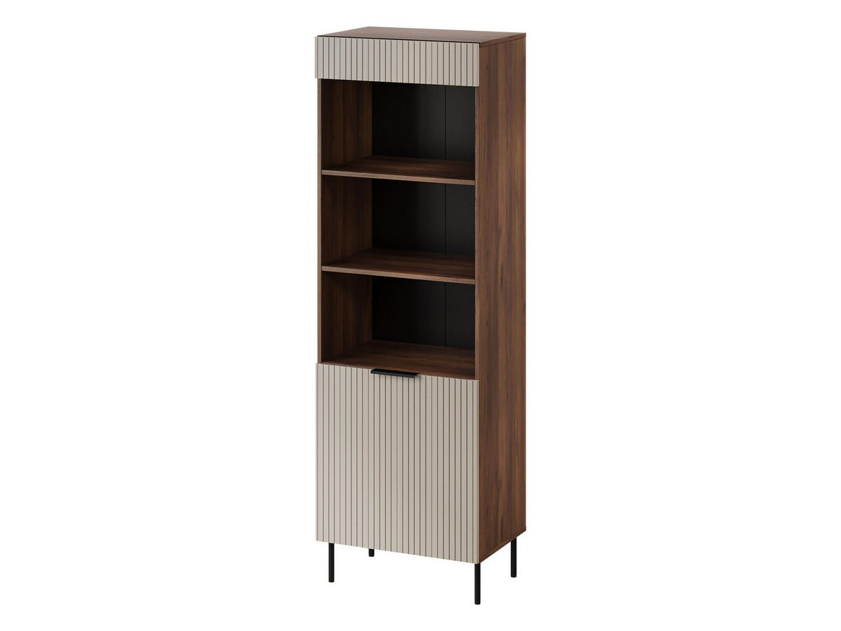 VITRINE Almera 03 - Kaschmir/Nussbaumfarben, Holzwerkstoff/Metall (60/185/42cm) - MIRJAN24