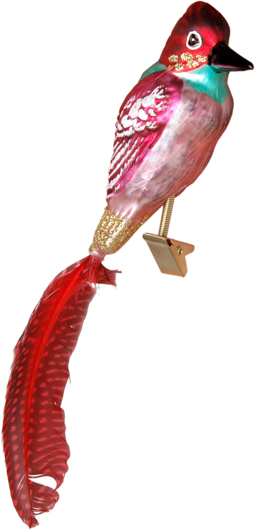 CHRISTBAUMSCHMUCK Eisvogel Rot 11cm (Glas / 1 Stk.) - Rot, Glas (4/11/7cm) - Krebs Glas Lauscha