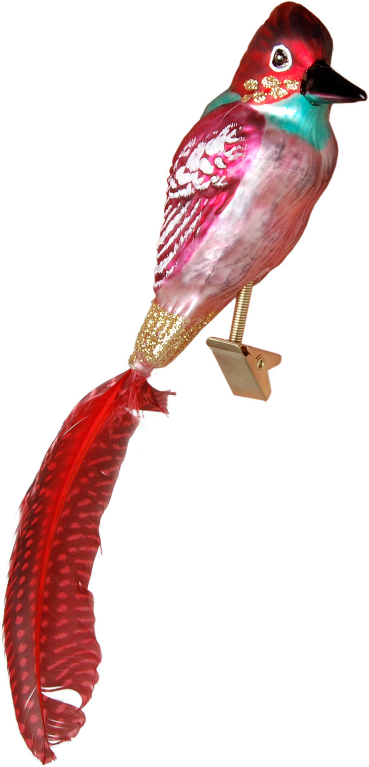 CHRISTBAUMSCHMUCK Eisvogel Rot 11cm (Glas / 1 Stk.) - Rot, Glas (4/11/7cm) - Krebs Glas Lauscha