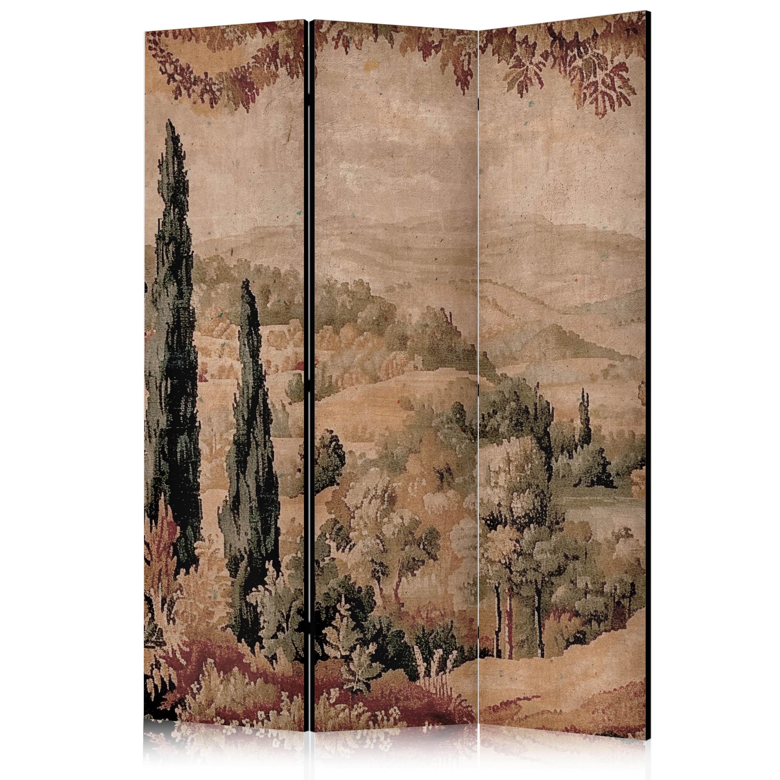PARAVENT Einseitig Bedruckter 3-tlg 135x172 cm Retro Landschaft - Multicolor, Holz/Textil (135/172/3cm) - Muralo