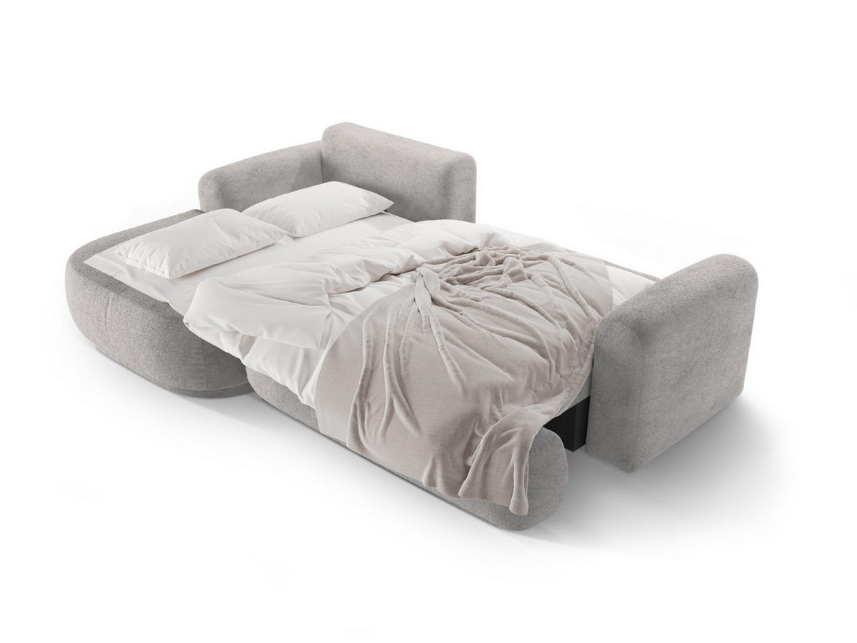 SCHLAFSOFA modular mit Bettkasten links Ella aus strukturiertem Stoff dunkelbeige 5 Sitzplätze - Mokka, Textil (174/271cm) - Micadoni