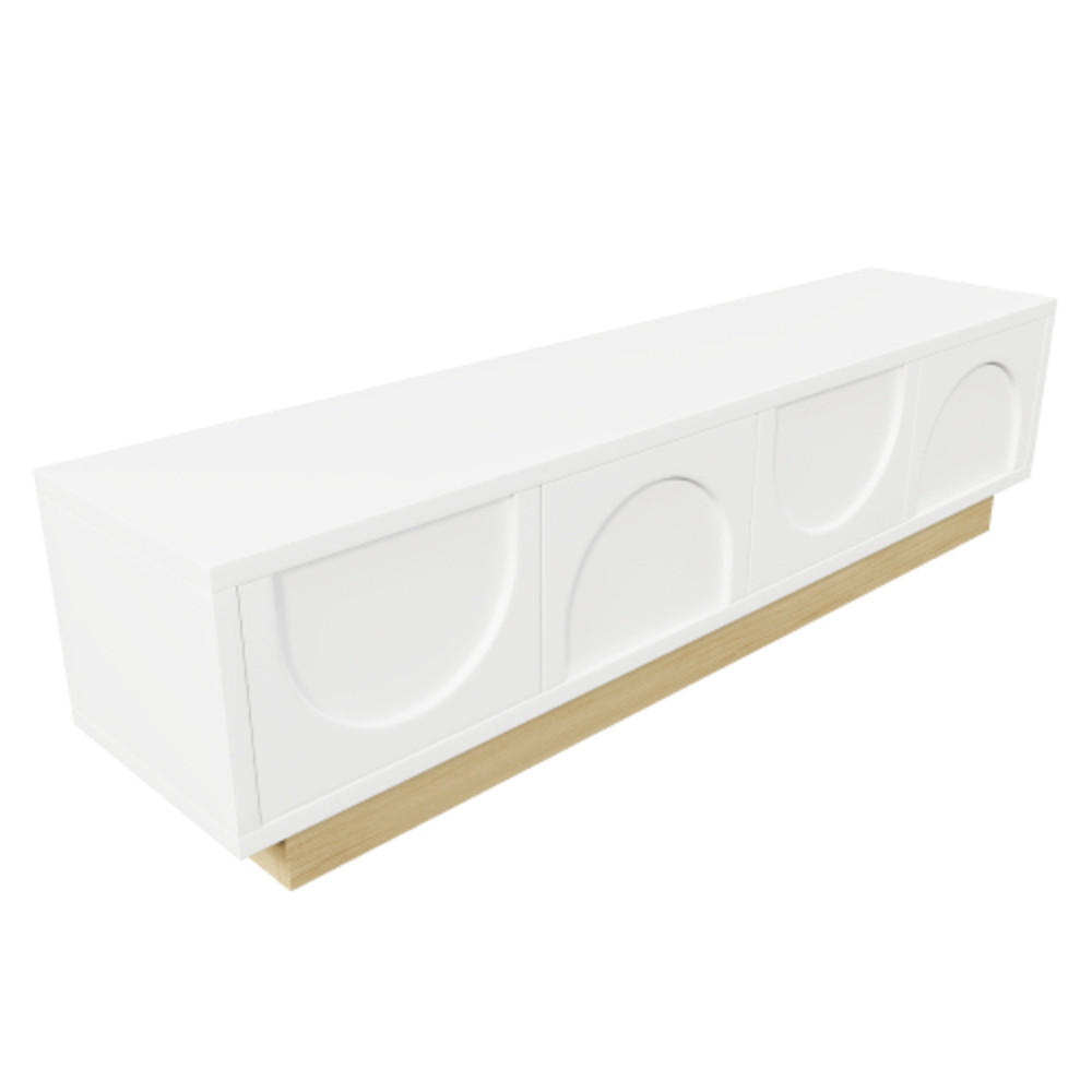 SIDEBOARD mit Holzmaserung weiß 175×40×41,5 cm aus MDF - Weiß, Holzwerkstoff (175/41.5/40cm) - Luhomfu