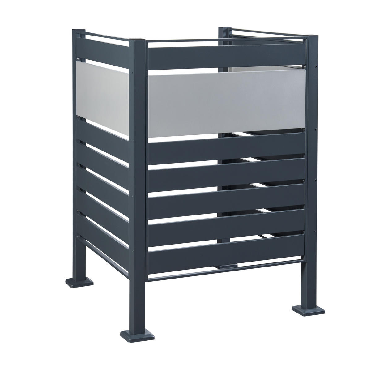 MÜLLTONNENBOX Uusikaupunki - Anthrazit/Silberfarben, Metall (91/120/91cm) - [en.casa]