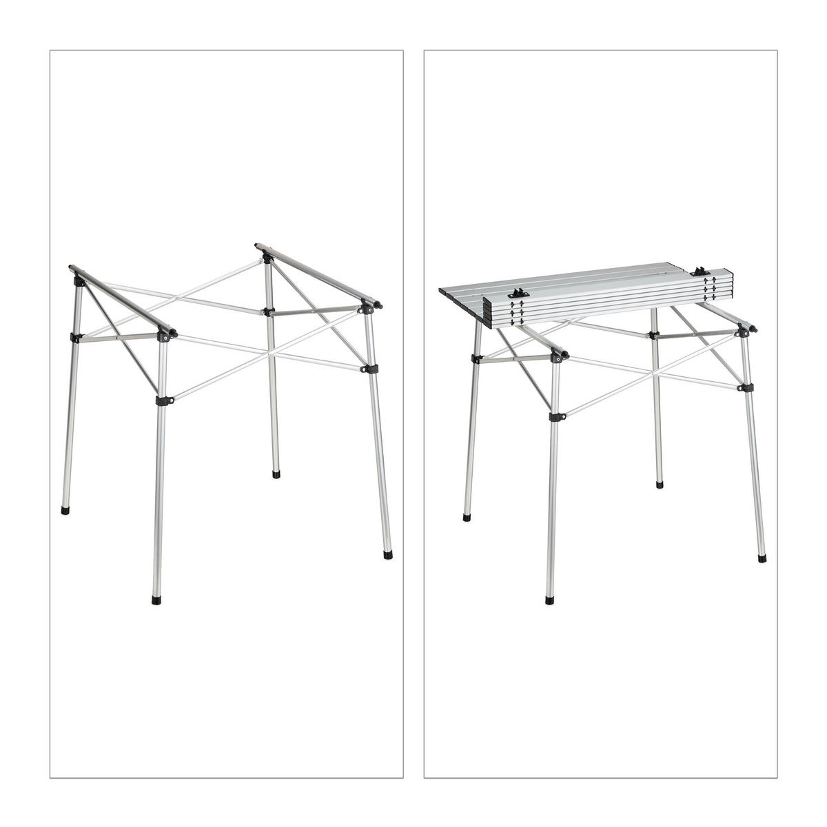 KLAPPTISCH - Silberfarben, Metall (70/70/70cm) - Relaxdays