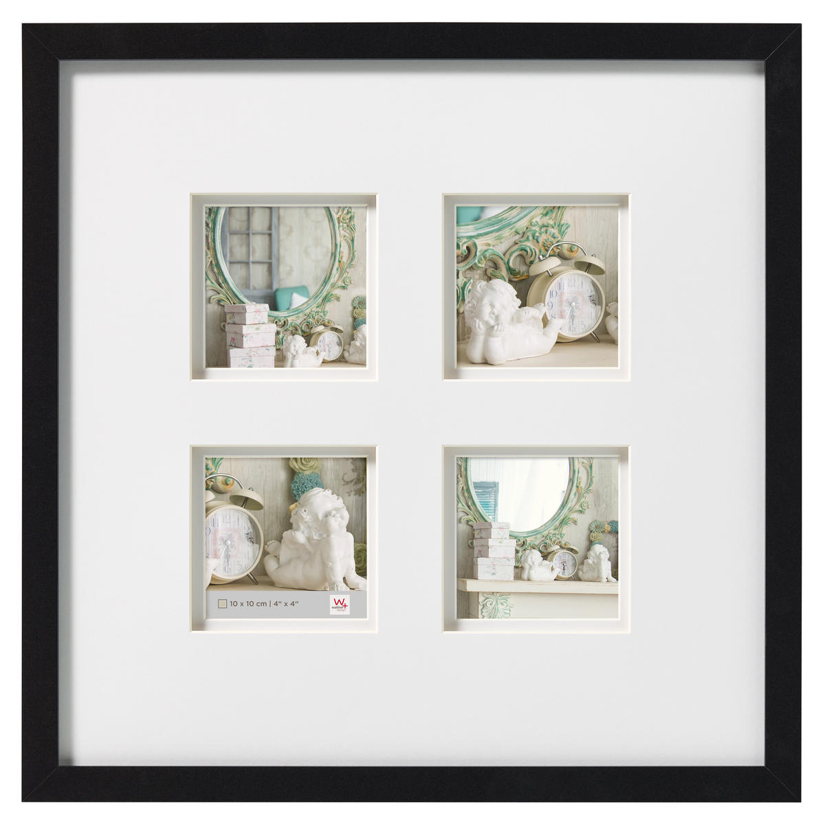 BILDERRAHMEN Stockholm 3D Holzrahmen 40x40 cm, SCHWARZ mit Doppelpassepartout - Schwarz, Holzwerkstoff (43/43/3cm) - walther design