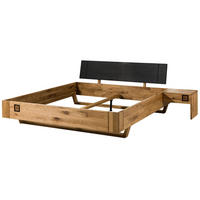 HOLZBETT inkl. Nachttisch rechts Wildeiche 200x200x81 natur geölt/lackiert KITZBÜHEL #147 - Naturfarben, Holz (200/200cm) - Massivmoebel24