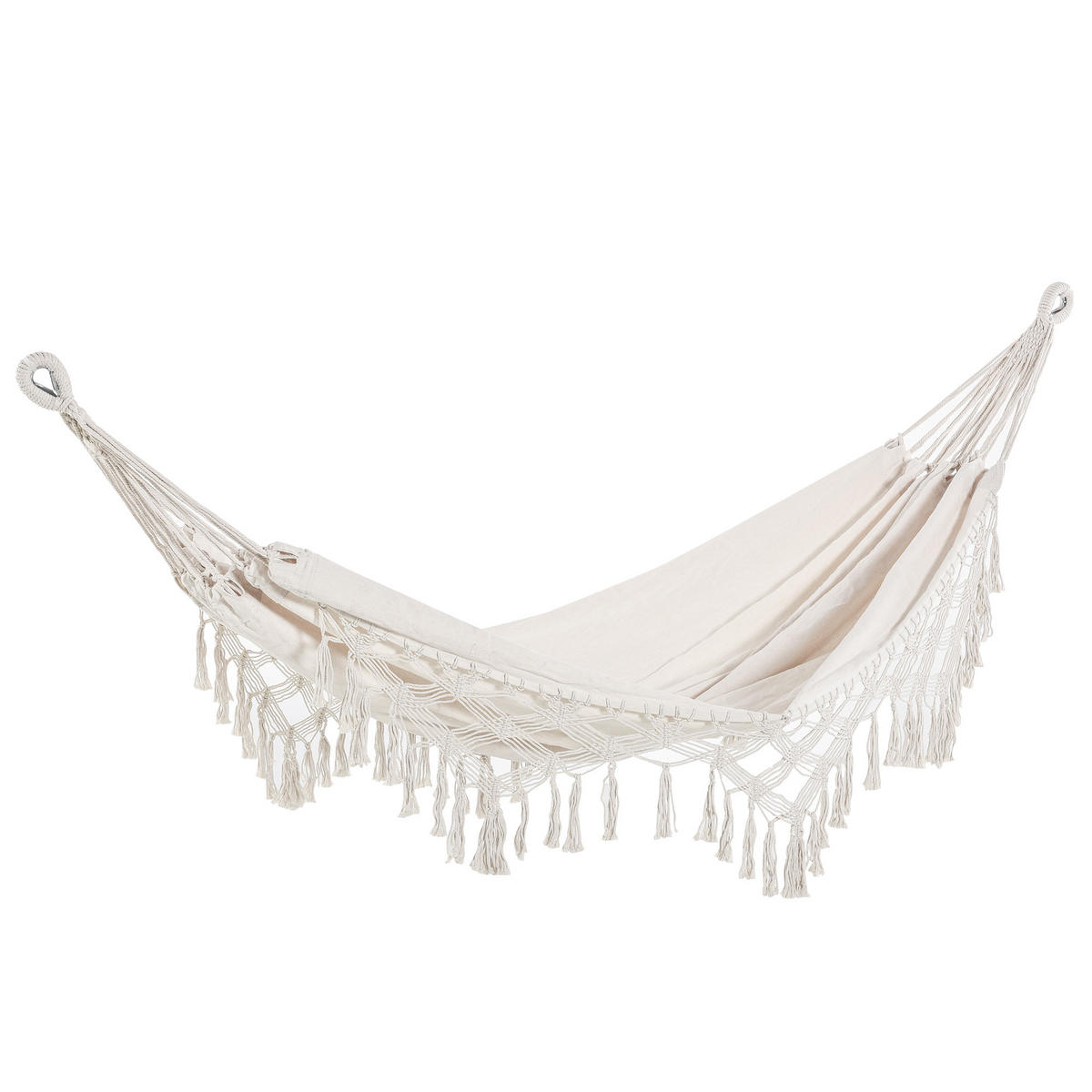HÄNGEMATTE DE-13572 Boho-Chic mit Fransen, tragbar Beige - Creme, Textil (150/1/288cm) - ComfortXL