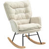 SCHAUKELSTUHL Schwingsessel Armlehnsessel mit Chenilleoptik für Schlafzimmer - Beige/Naturfarben, Holz/Textil (98.5/97/71cm) - HOMCOM