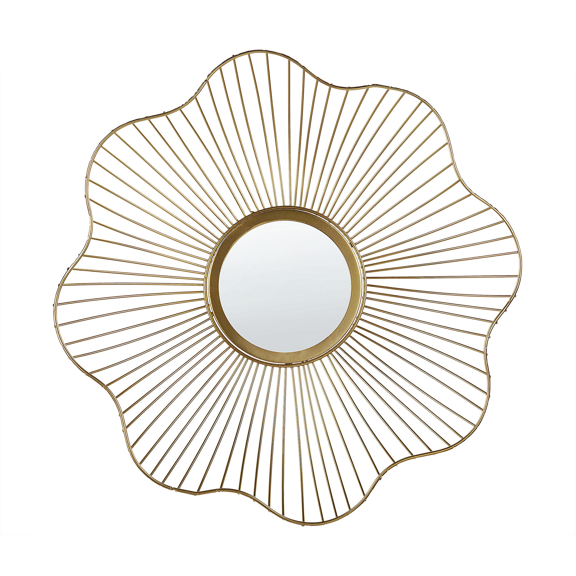 WANDSPIEGEL gold Blumenform 40 cm Sens - Goldfarben, Metall (40/40/8cm) - Beliani