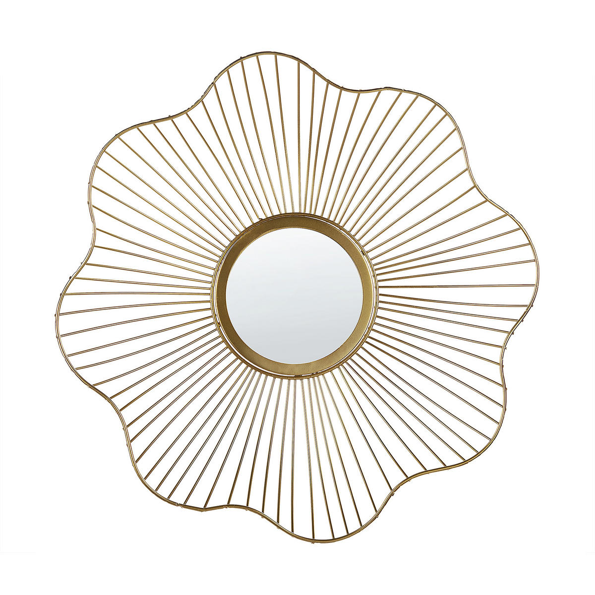 WANDSPIEGEL gold Blumenform 40 cm Sens - Goldfarben, Metall (40/40/8cm) - Beliani