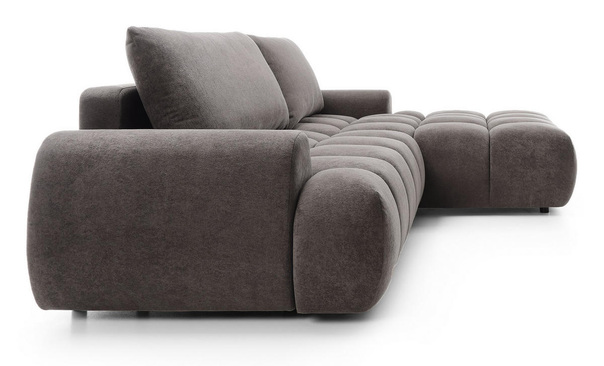 ECKSOFA 280 cm Valerio mit Bettkasten, 280 cm, Rechts, Schlaffunktion, Grau - Grau, Holz (177/280cm) - Emporius