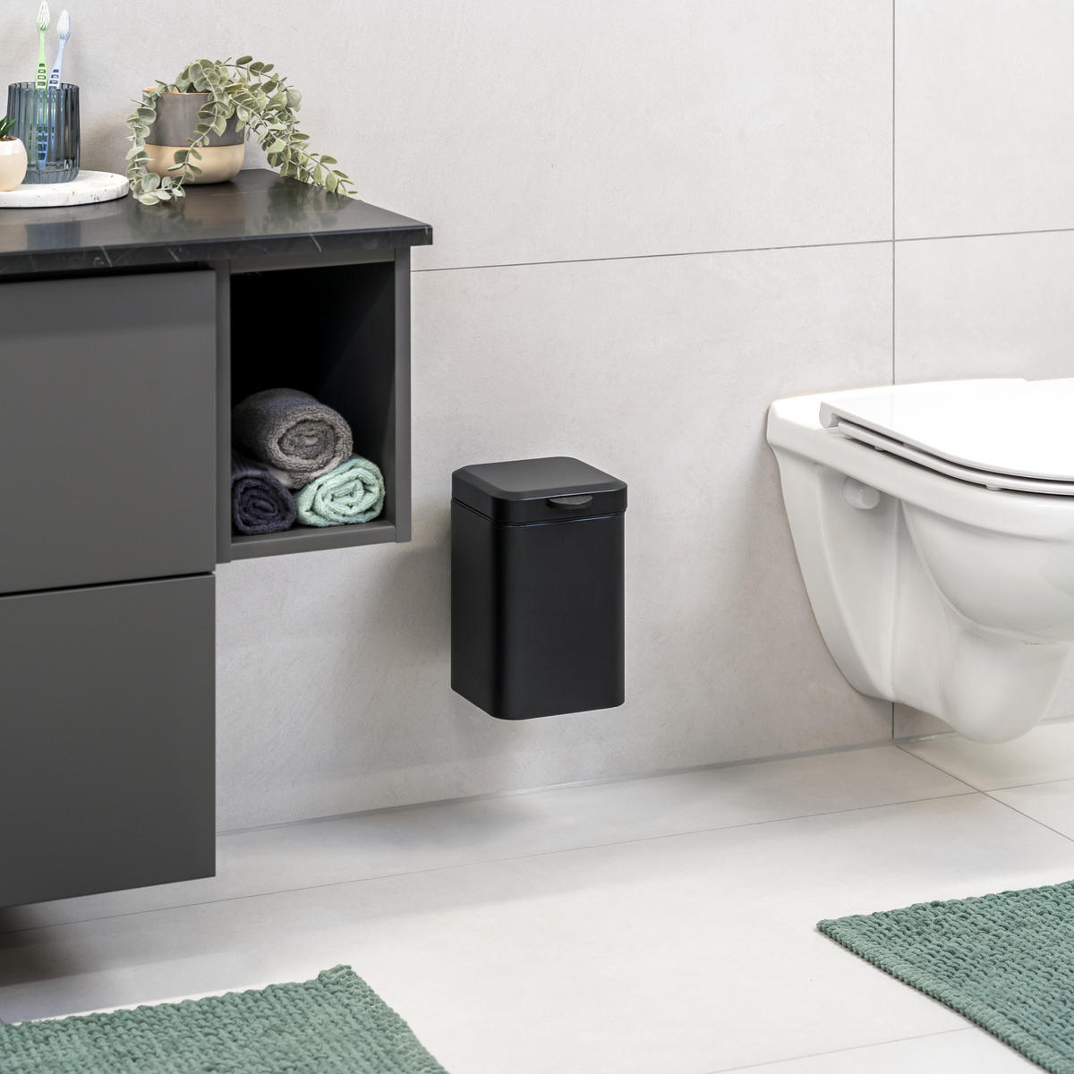 WAND-KOSMETIKEIMER 3 Liter, schwarz - Schwarz, Metall (16/24/23cm) - bremermann