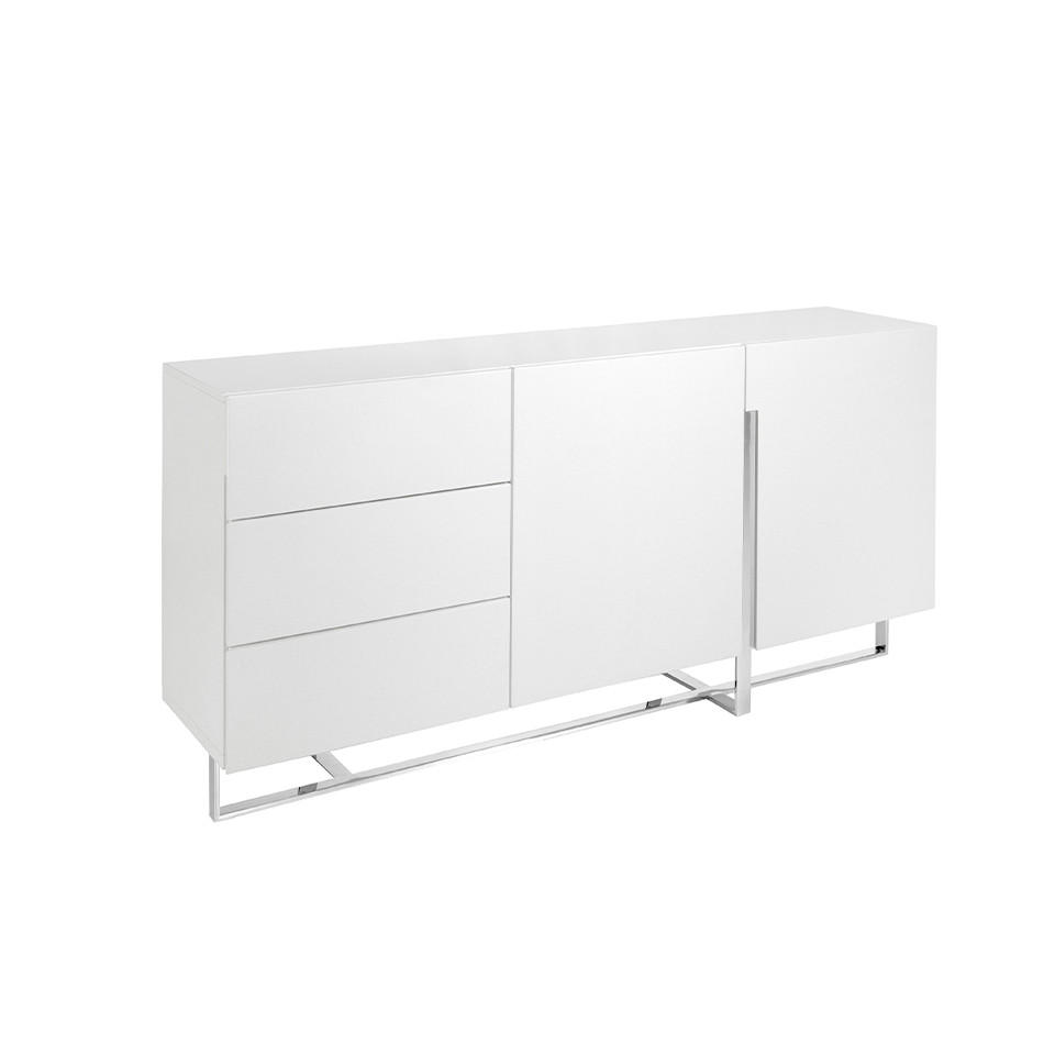 SIDEBOARD Weiß Stahl 180/42/85 cm - Edelstahlfarben/Weiß, Holz/Metall (180/85/42cm) - ANGEL CERDA