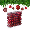 150-TLG.WEIHNACHTSKUGELN-SET - Rot, Kunststoff (6/7/6cm) - Relaxdays