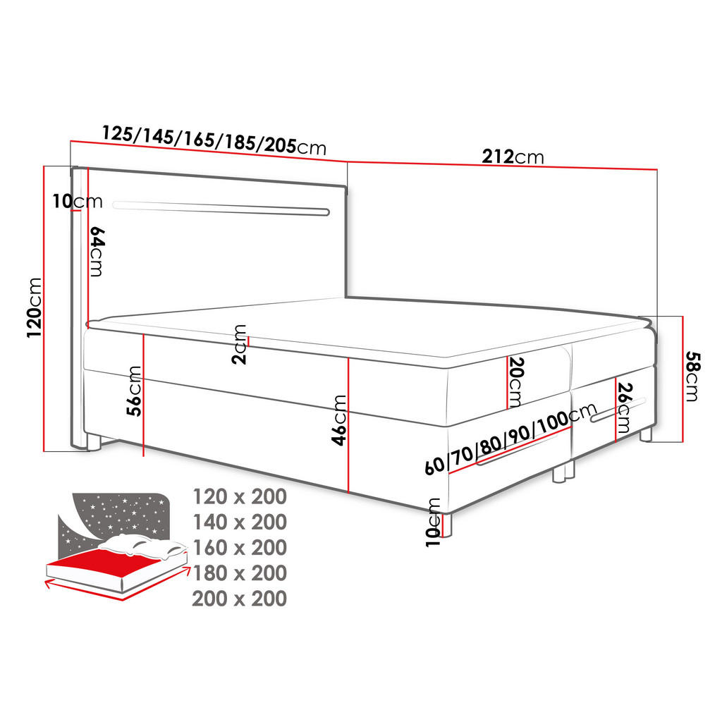 Thumbnail - Mirjan24 Boxbett, Rosa, Holz, H3, 140x200 cm, Schlafzimmer, Betten, Boxspringbetten
