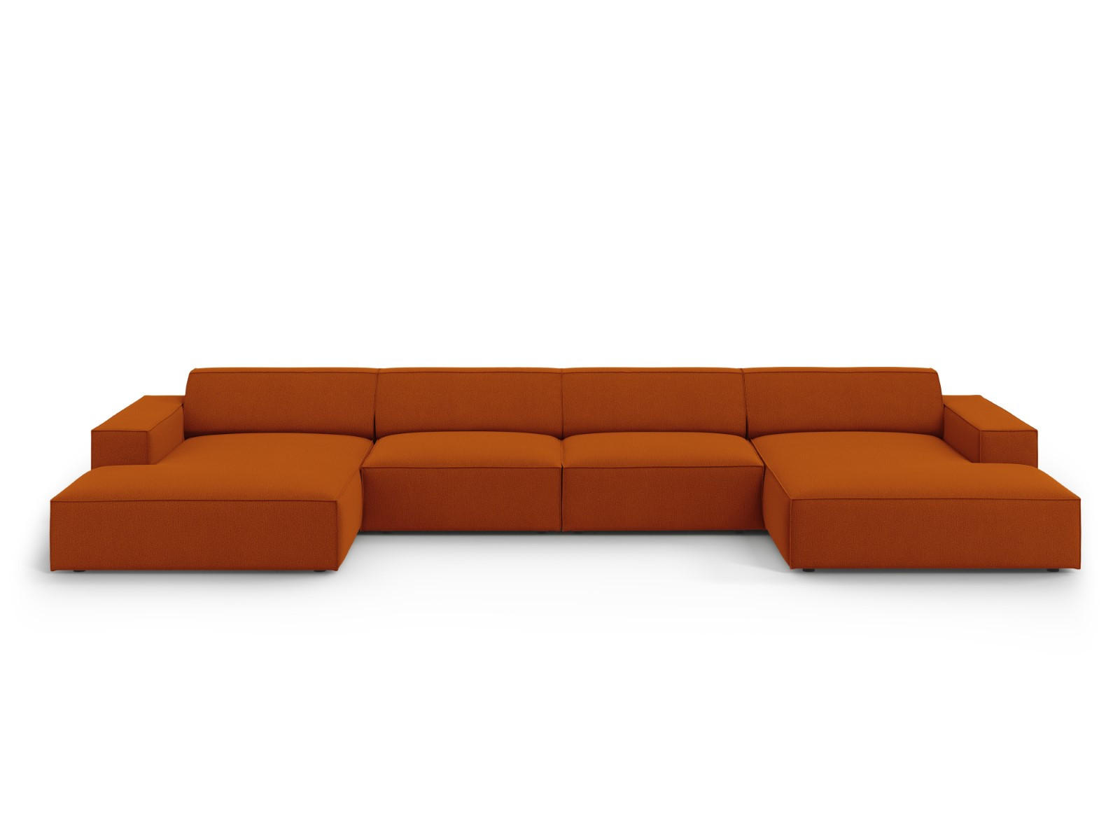 PANORAMASOFA Jodie aus strukturiertem Stoff terrakotta 6 Sitzplätze - Terra cotta, Textil (166/70/364cm) - Micadoni