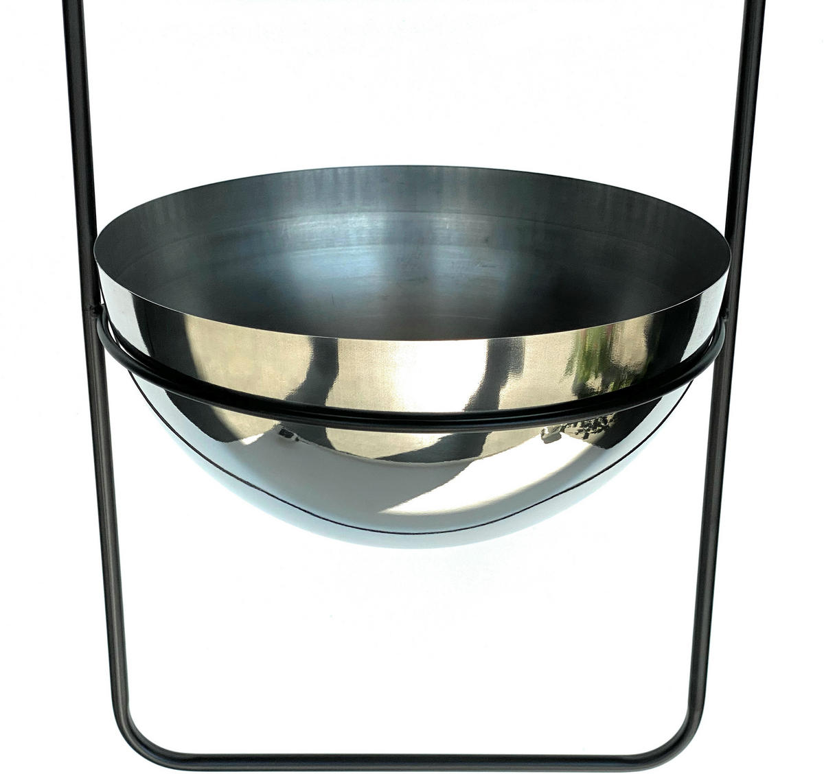 BLUMENAMPEL Schwarz mit Topf Silber Metall 67 cm 96083 L - Schwarz, Metall (25/12.5/25cm) - DanDiBo