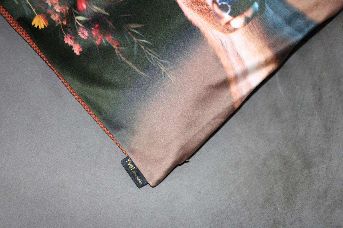 KISSENHÜLLE HIRSCH BLUME - Multicolor, Textil (45/45cm) - Yve! decoration